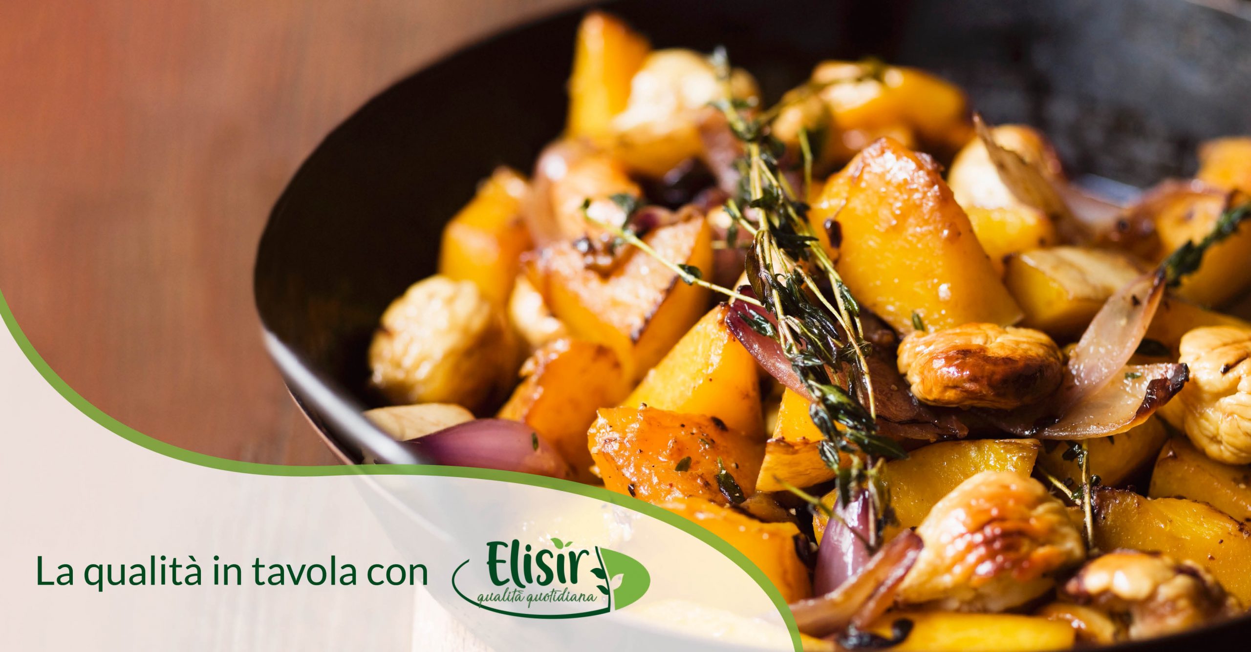 Zucca delica con castagne e cipolla